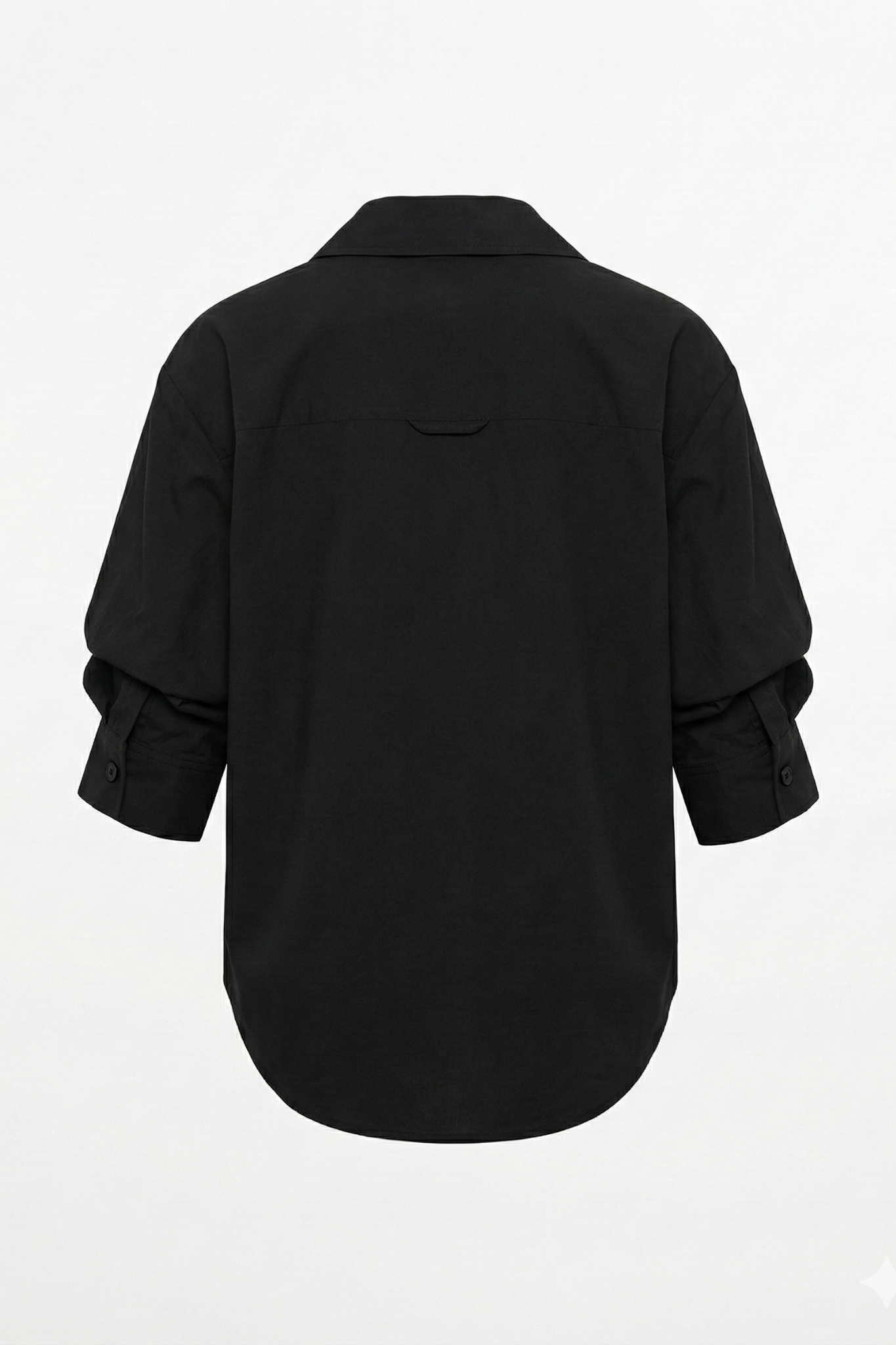 Daria Ruched Sleeve Shirt in Black