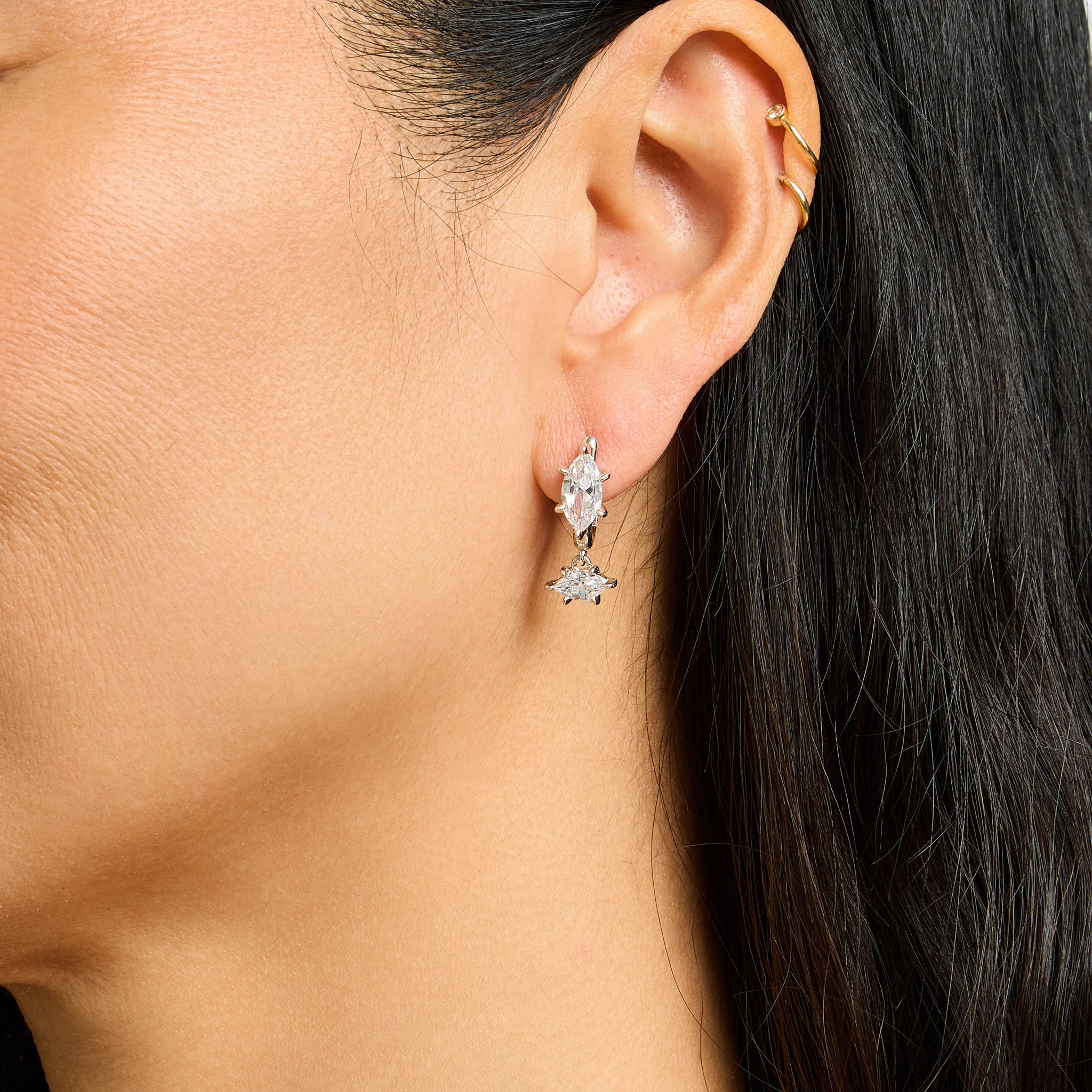 Diana Earrings in White Rhodium and Clear Crystals