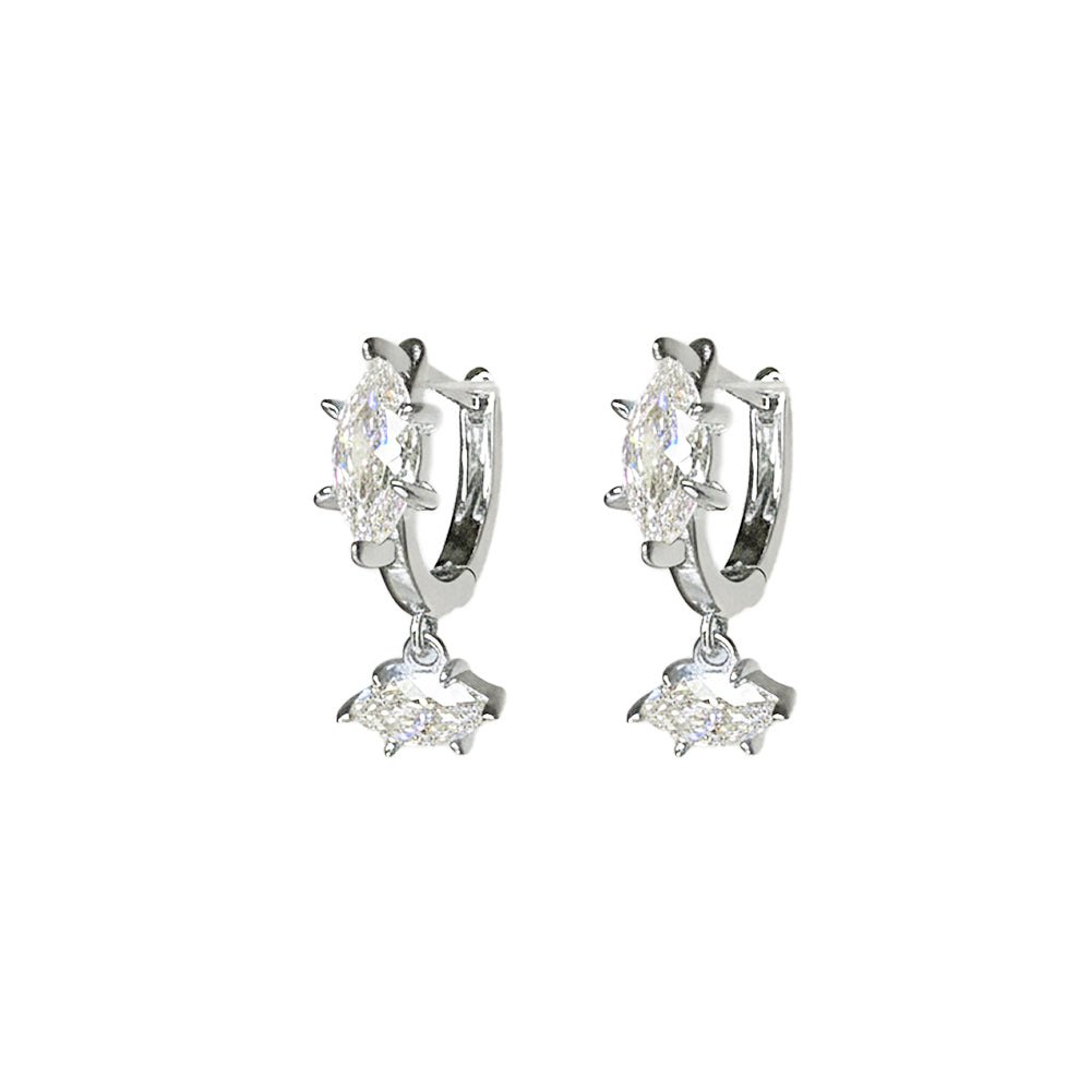 Diana Earrings in White Rhodium and Clear Crystals