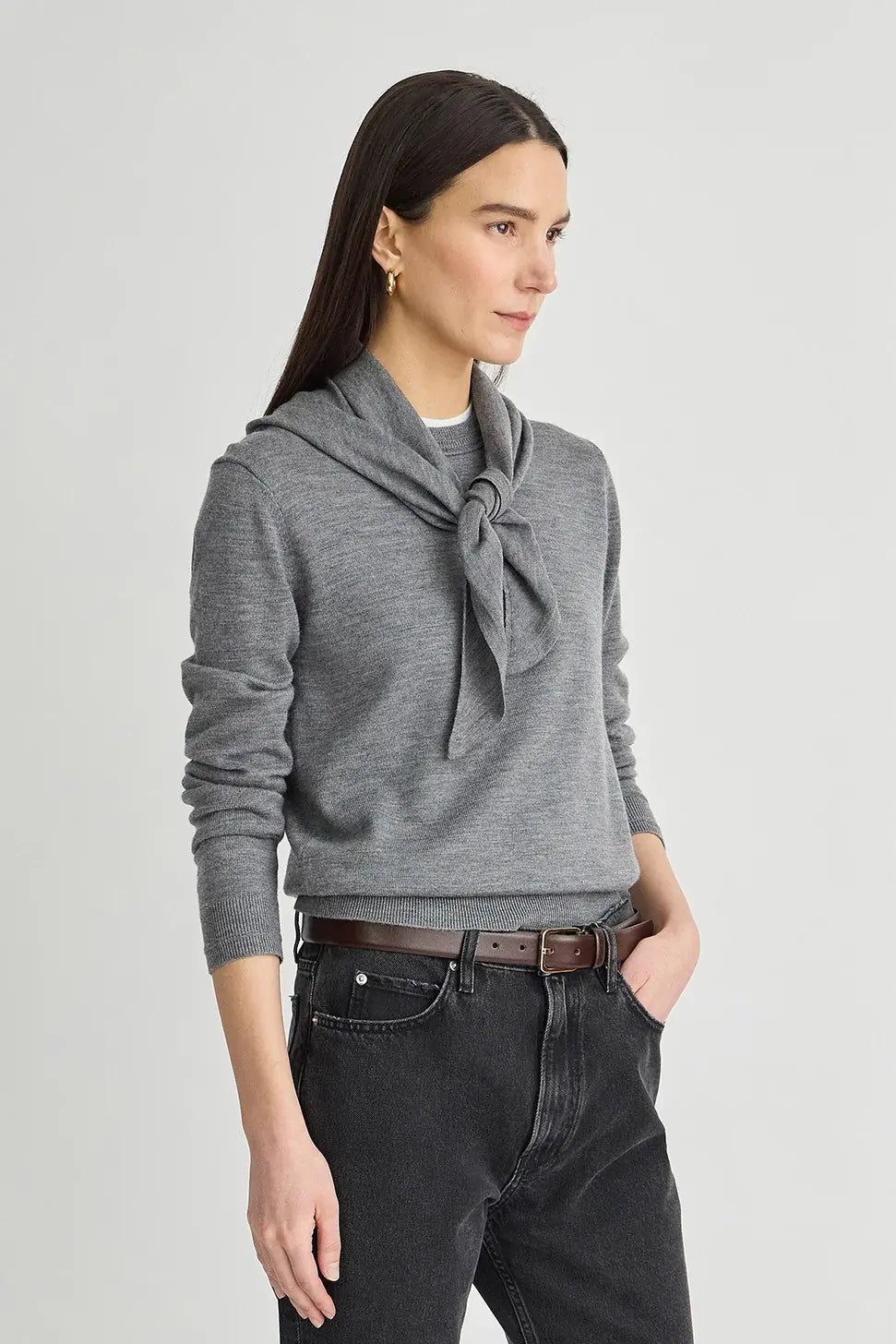Drippy Scarf Top in Grey