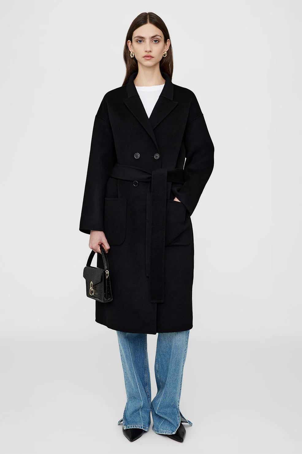 Dylan Coat in Black Cashmere Blend