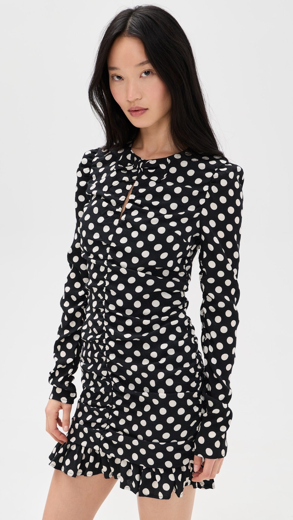 Jast Ruched Mini Dress in Black and White