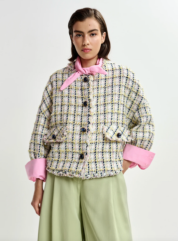 Jayden Boxy Cropped Jacket in Basil Smash