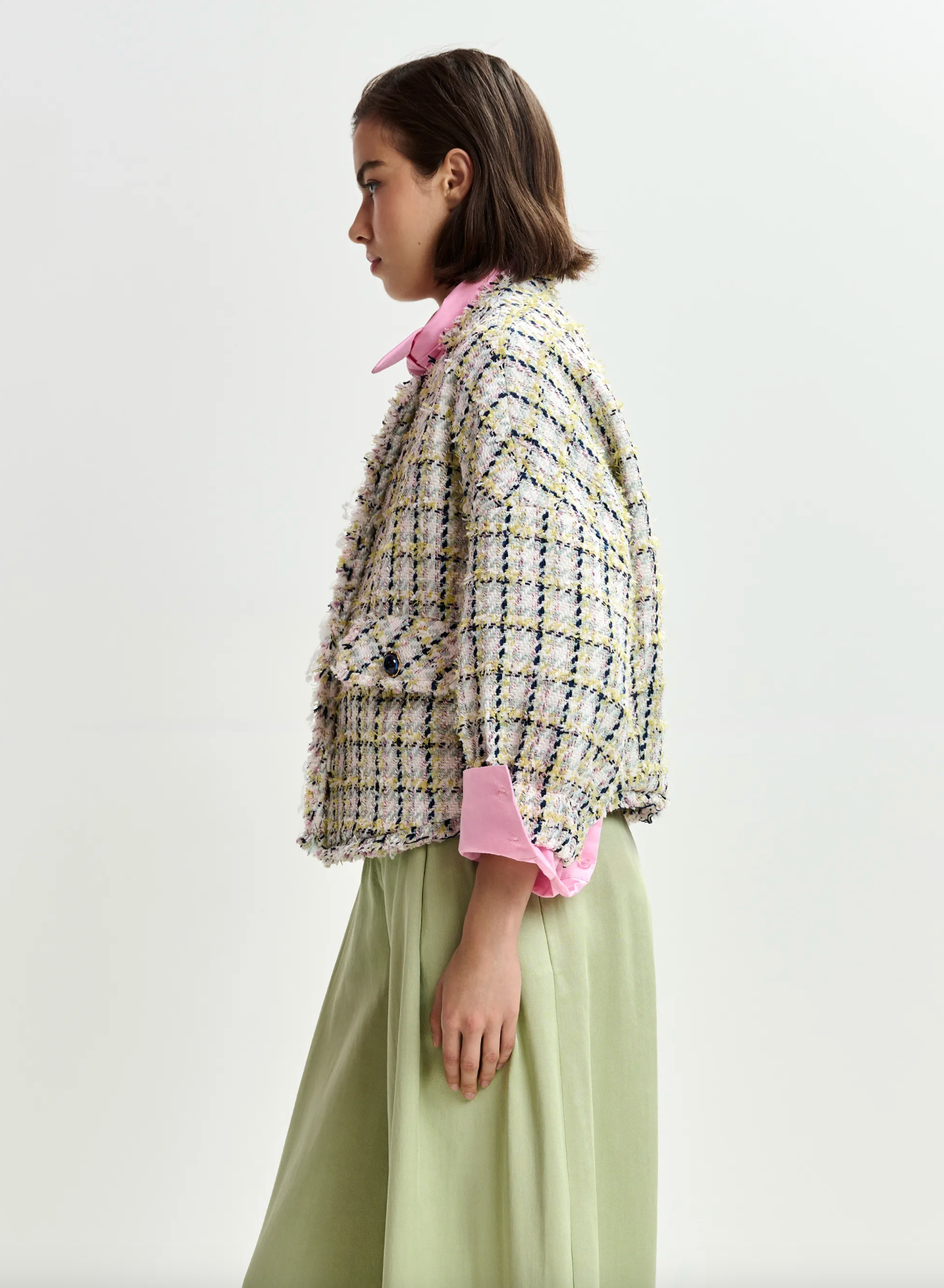 Jayden Boxy Cropped Jacket in Basil Smash