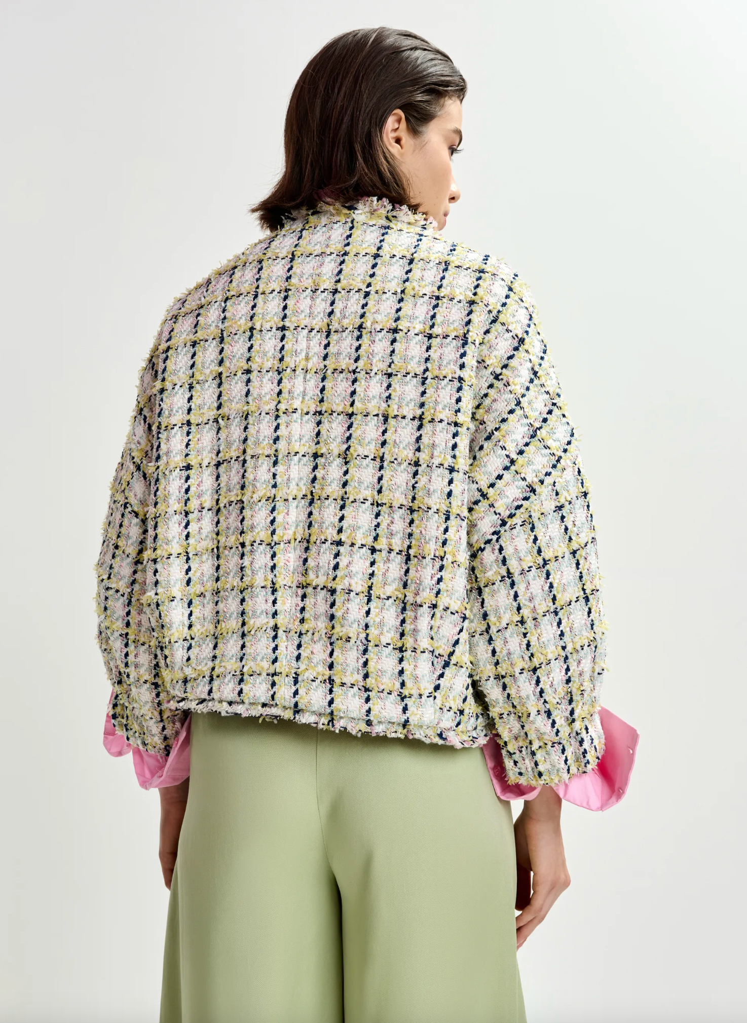 Jayden Boxy Cropped Jacket in Basil Smash