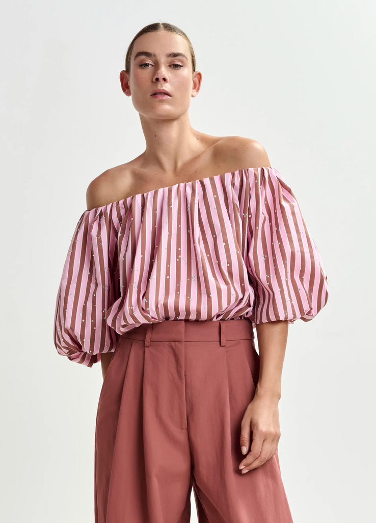 Jayjay Bodysuit with Puffed Sleeves in Young Rose