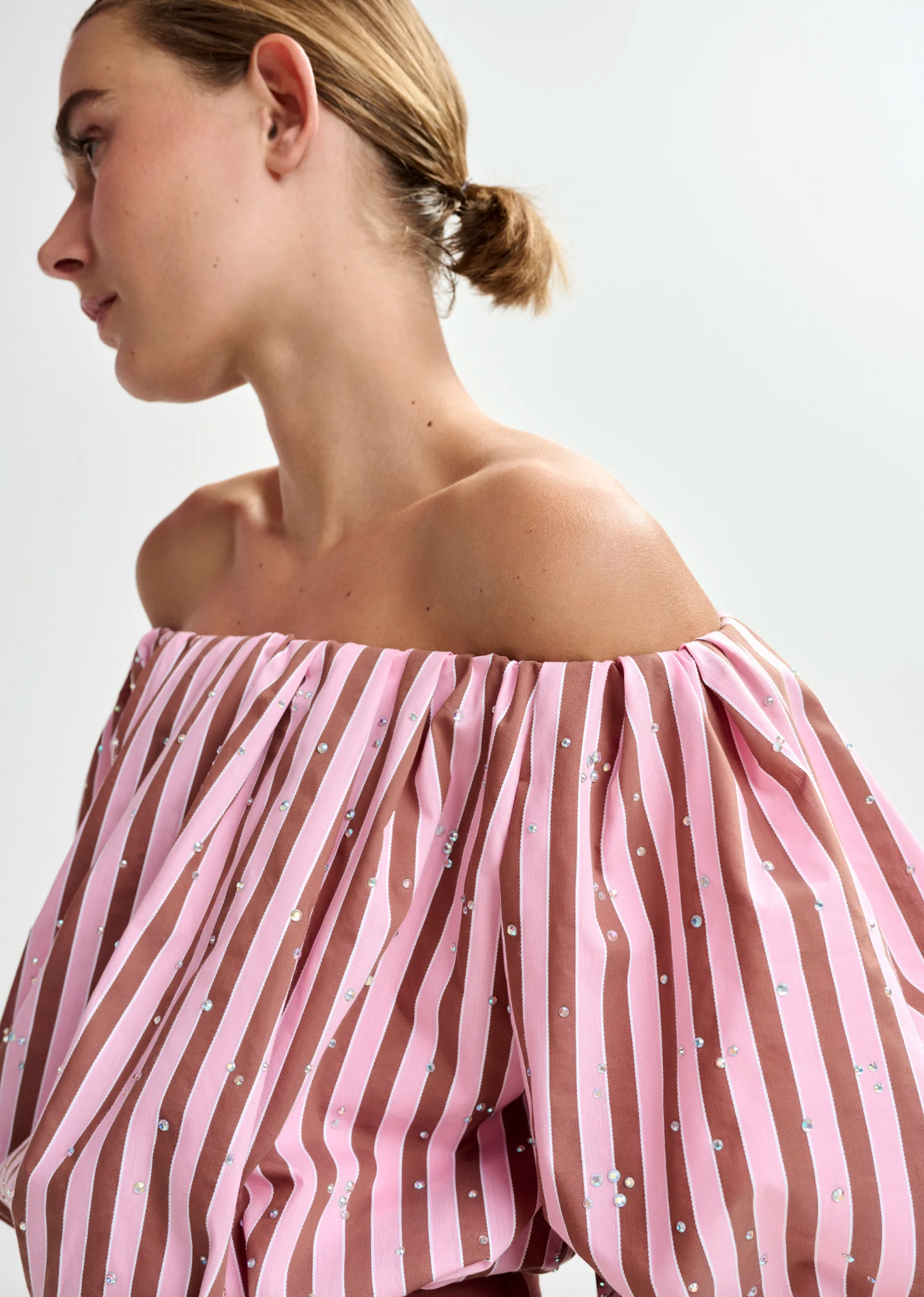 Jayjay Bodysuit with Puffed Sleeves in Young Rose