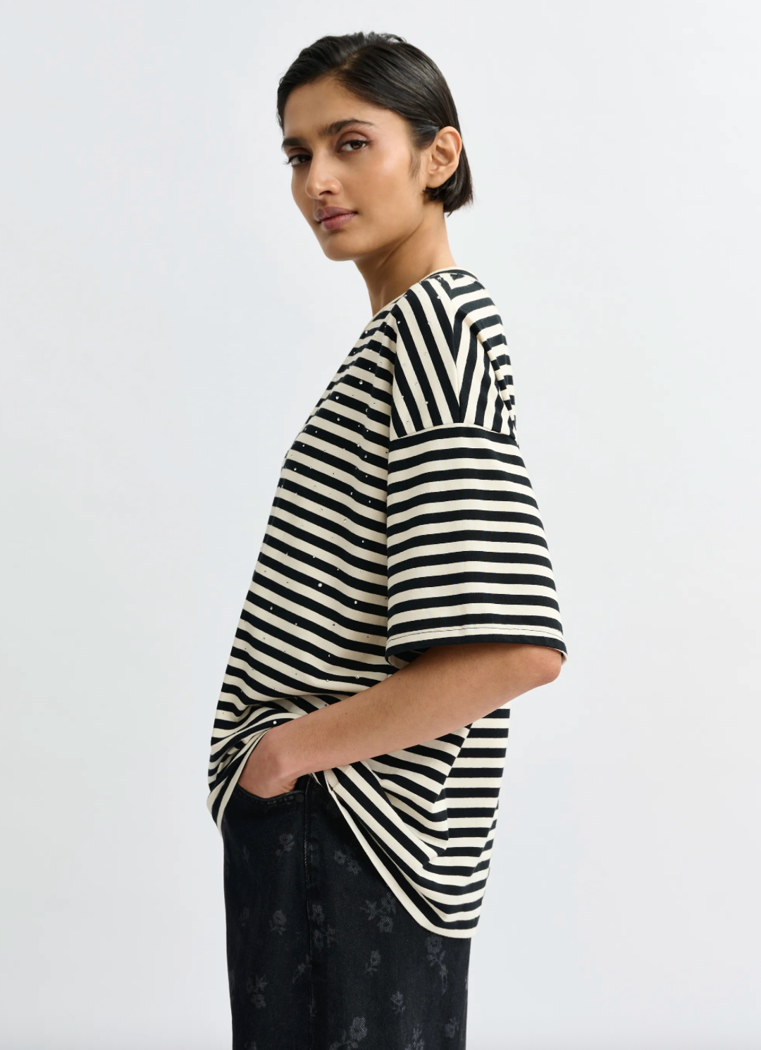 Joste Striped T-Shirt in Off-White