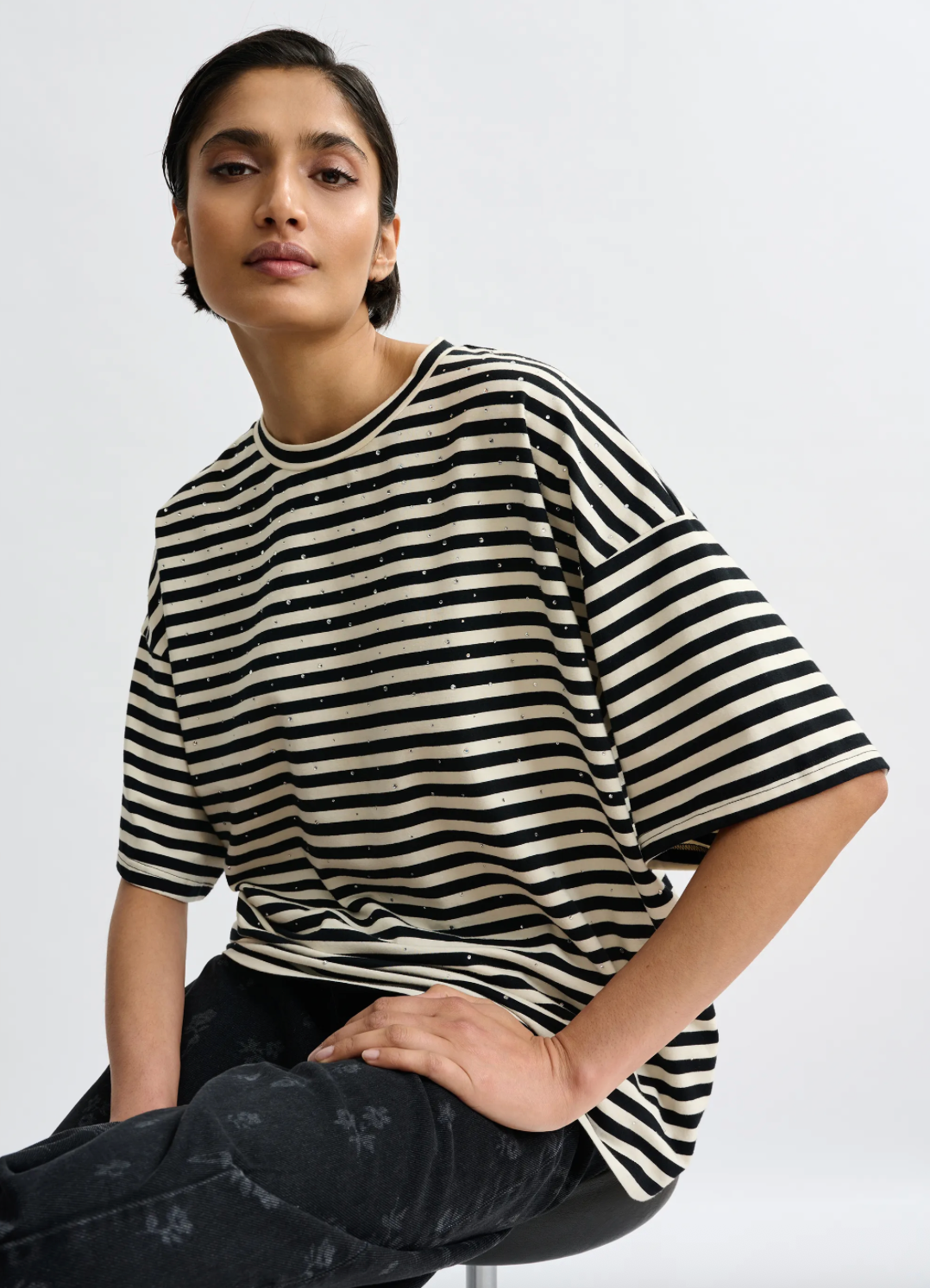 Joste Striped T-Shirt in Off-White
