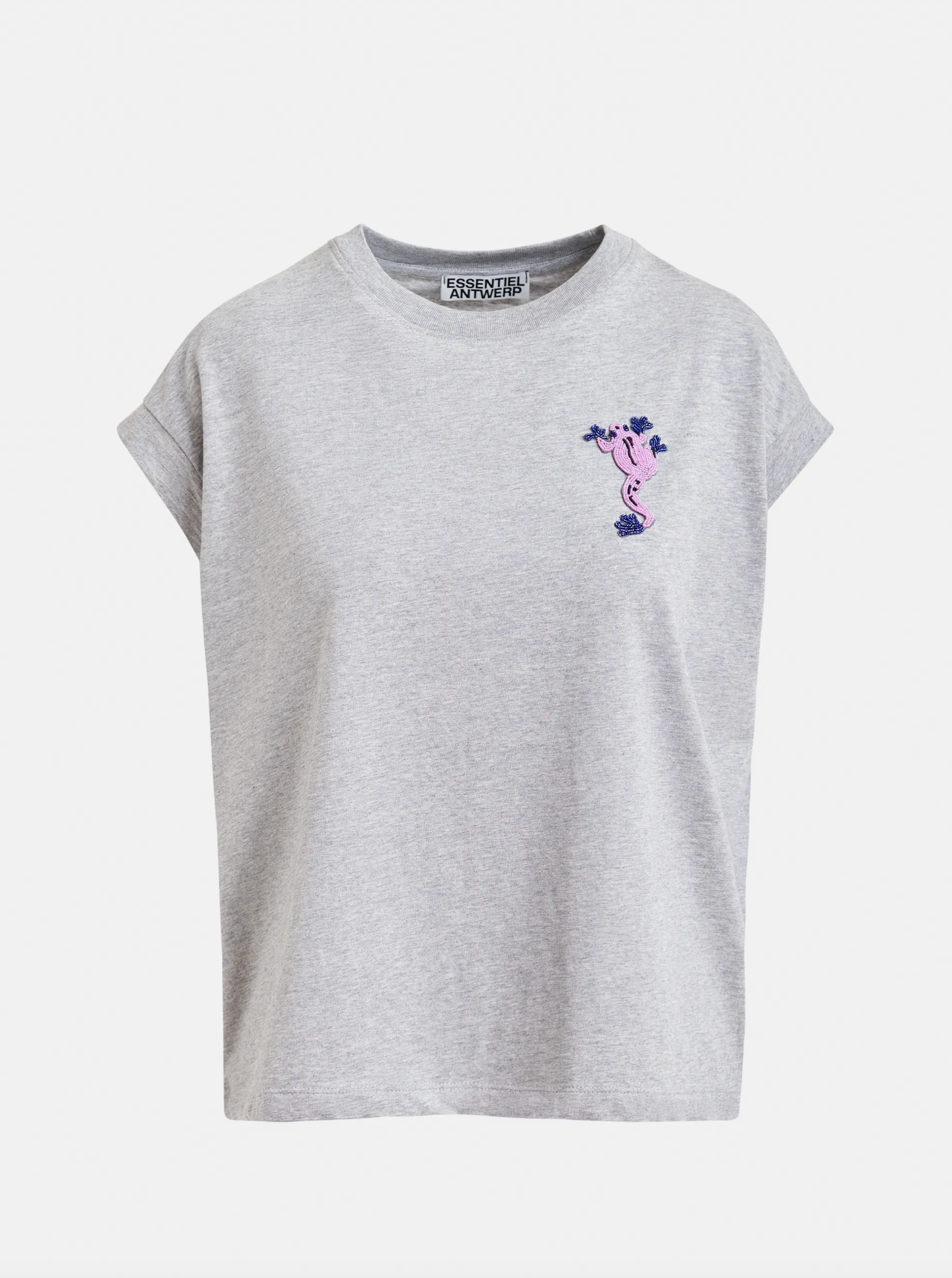 Jungala Embroidered T-Shirt in Foggy Brain