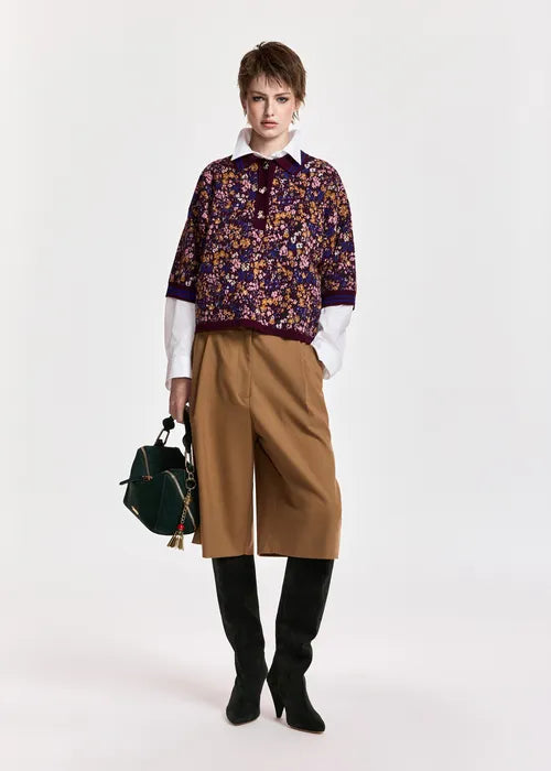 Kartos Knitted Jacquard Polo in Wine Not