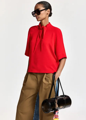 Kassie Neck Tie T-Shirt in Firestarter
