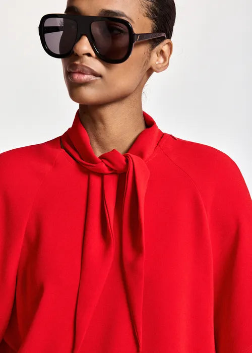 Kassie Neck Tie T-Shirt in Firestarter