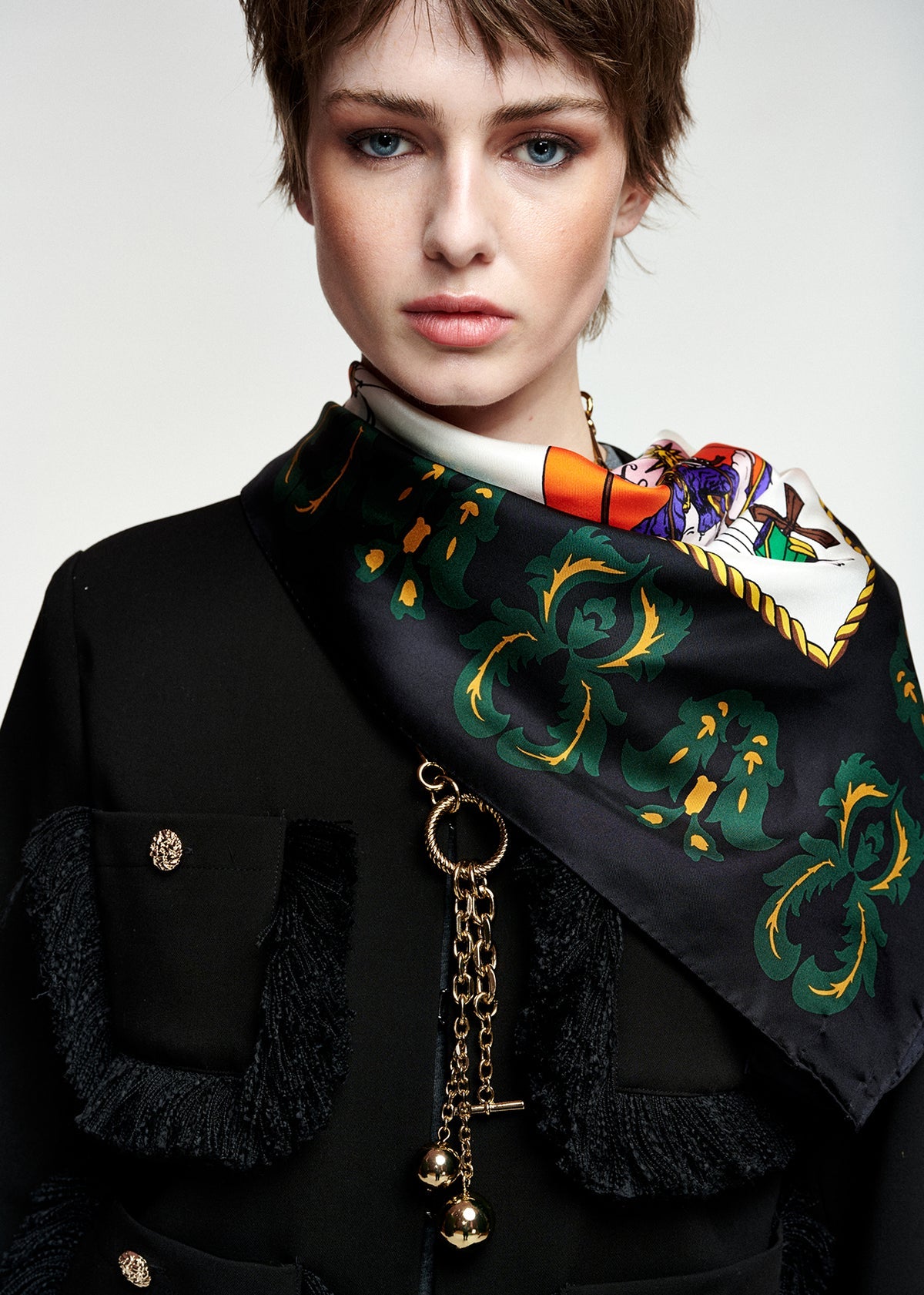 Kontact Printed Scarf in Black