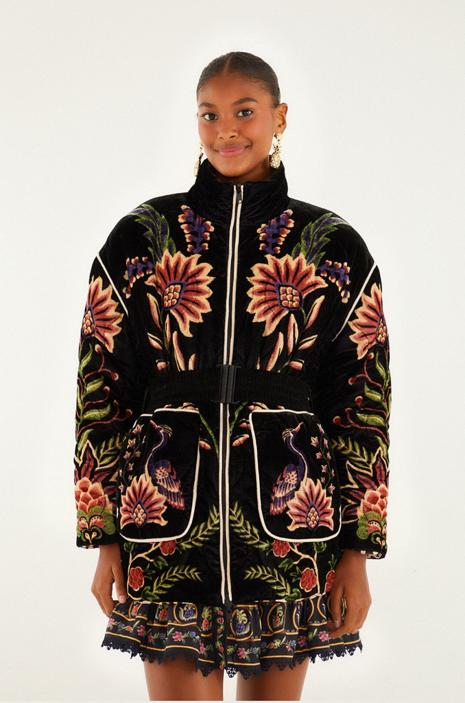 Reversible Black Marvelous Garden Puffer Jacket