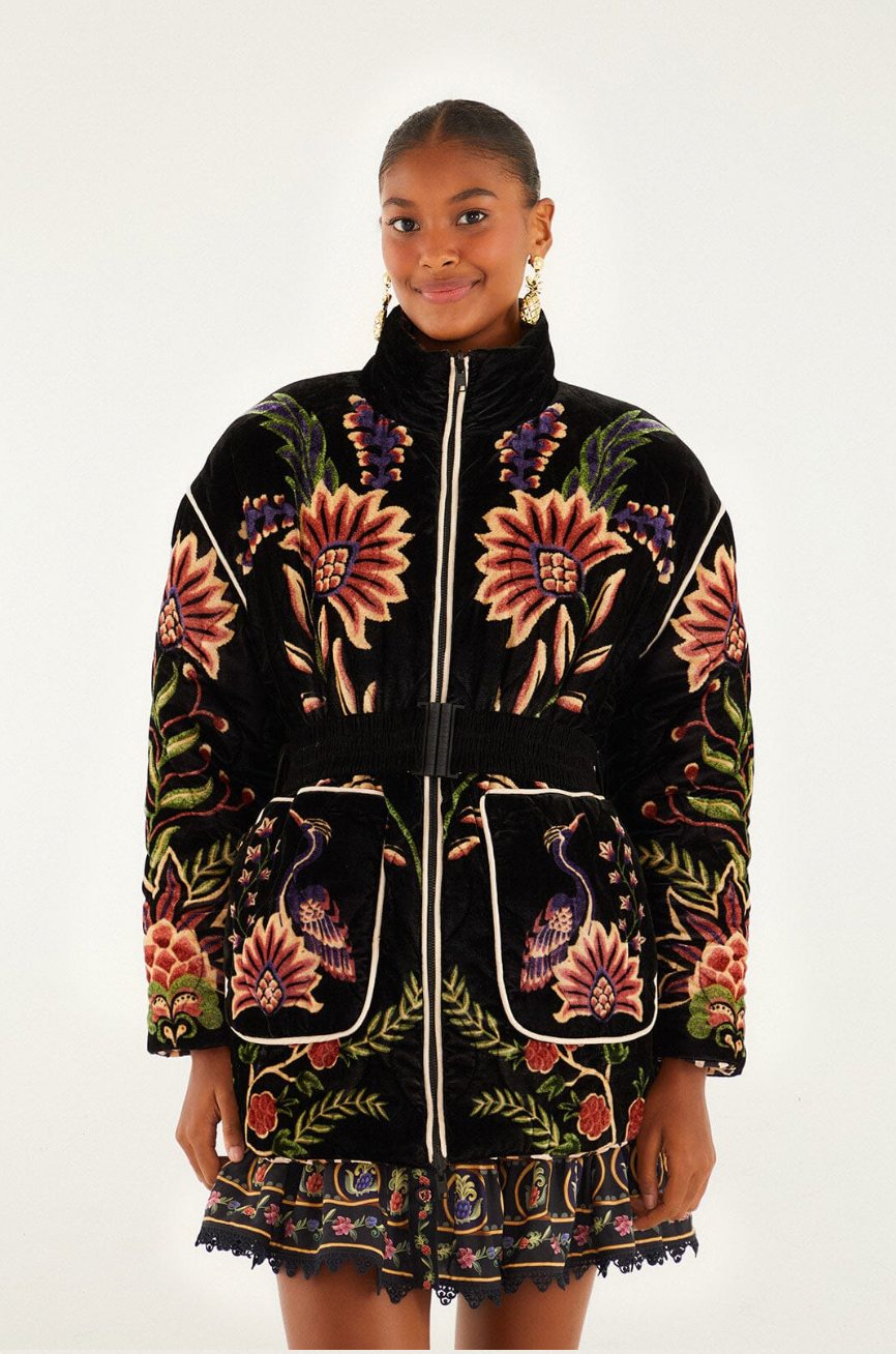 Reversible Black Marvelous Garden Puffer Jacket