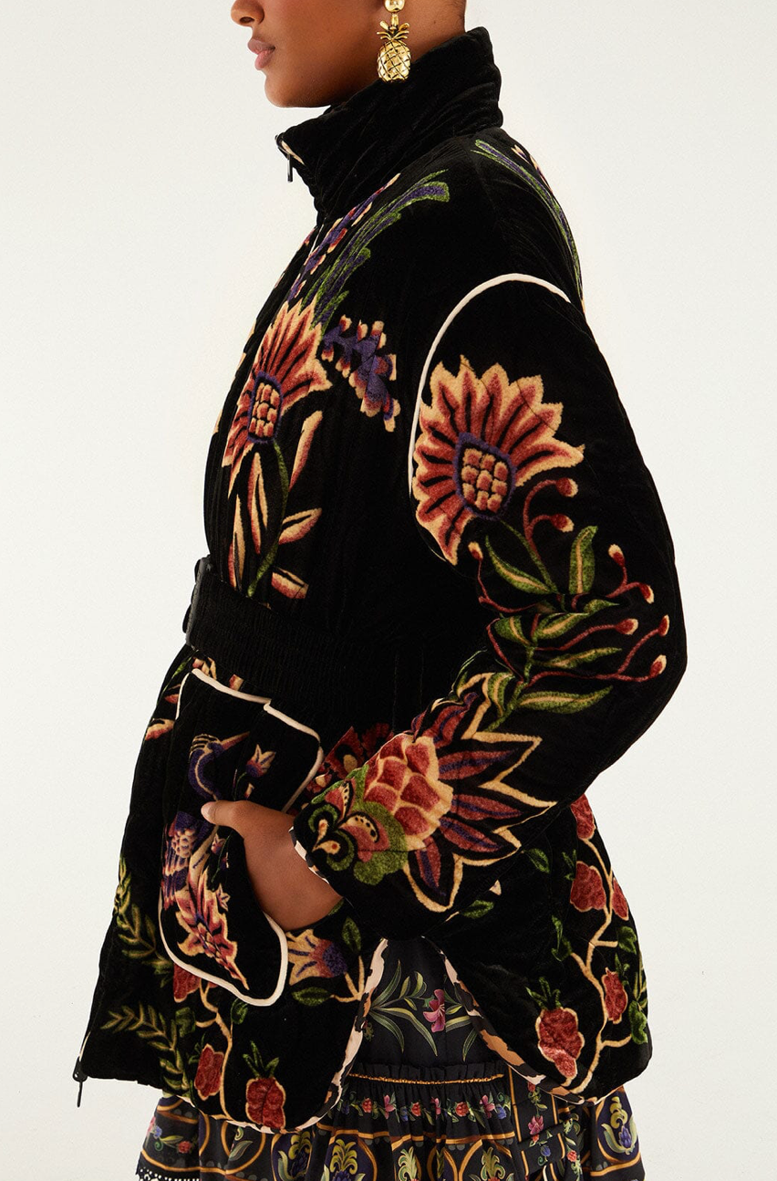 Reversible Black Marvelous Garden Puffer Jacket