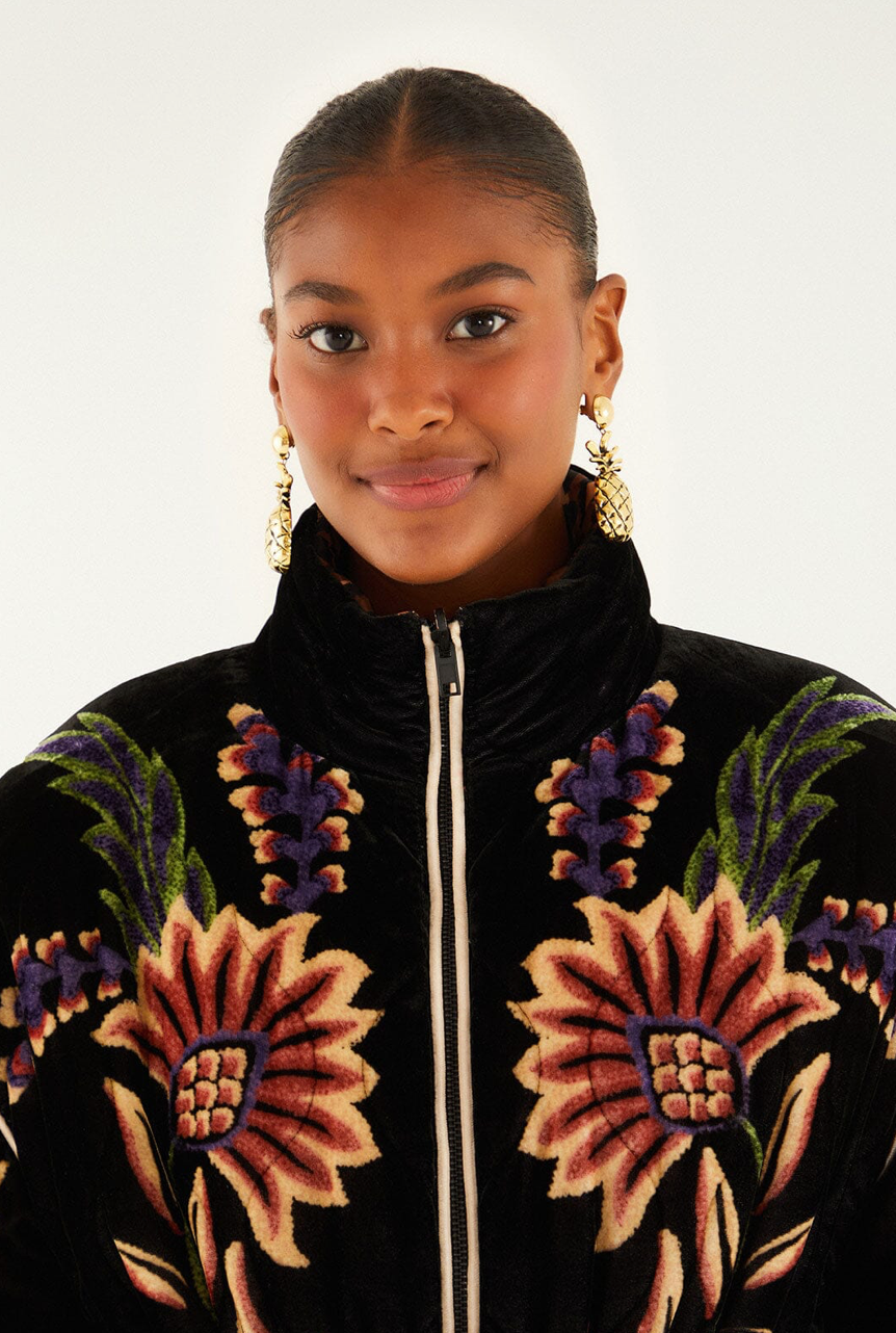 Reversible Black Marvelous Garden Puffer Jacket