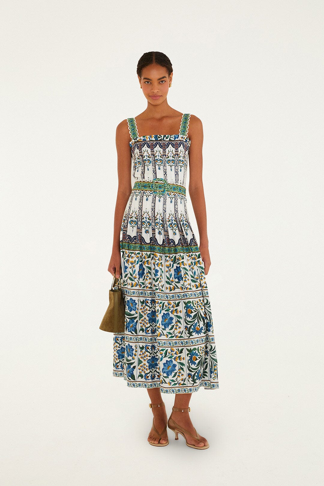 Manoela Off-White Sleeveless Belt Maxi Dress in Off-White