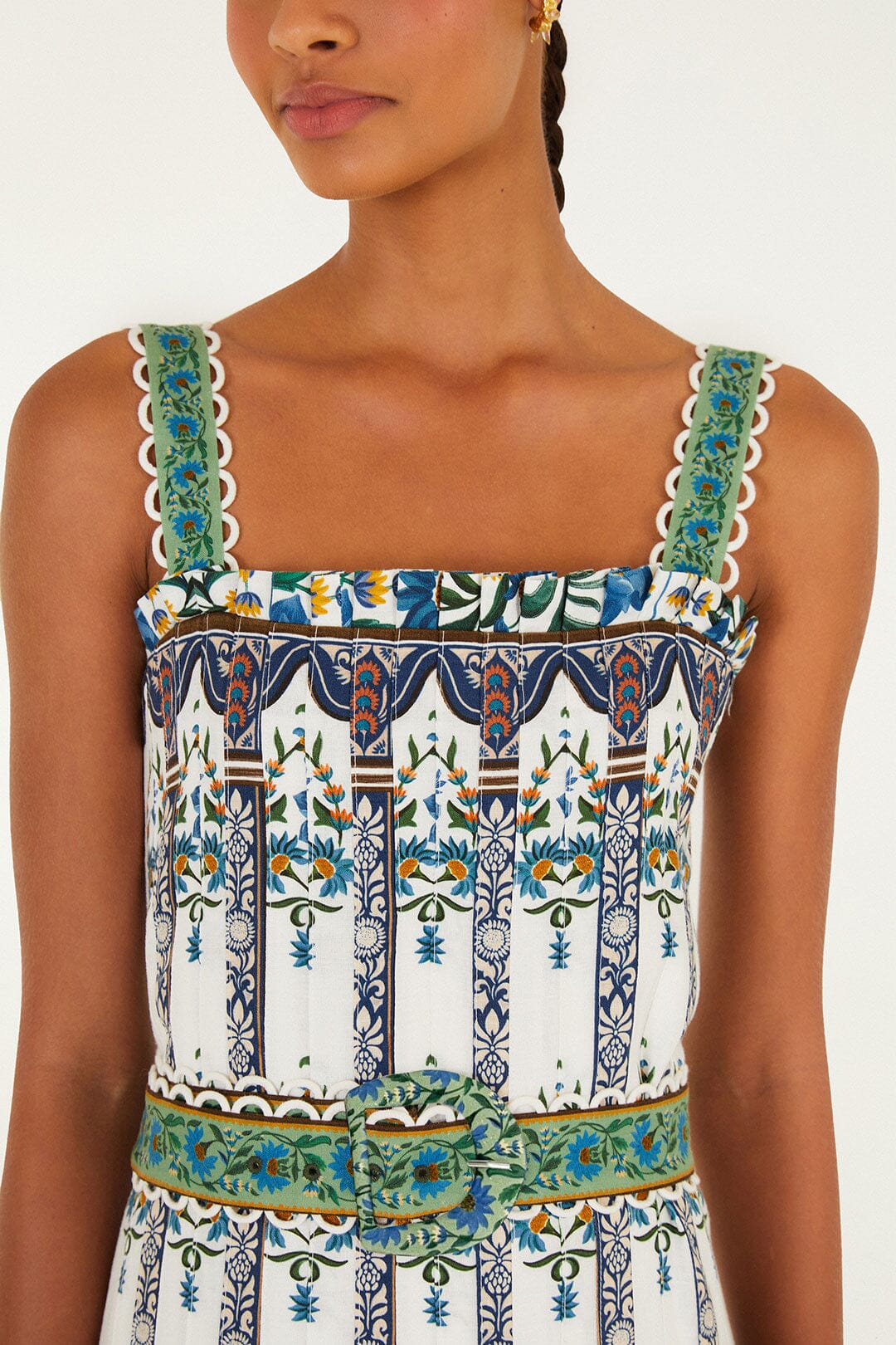Manoela Off-White Sleeveless Belt Maxi Dress in Off-White