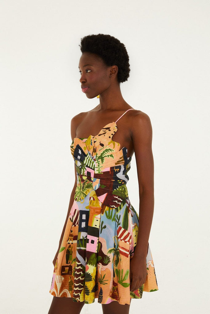 Tropical Painting Multicolour Mini Dress