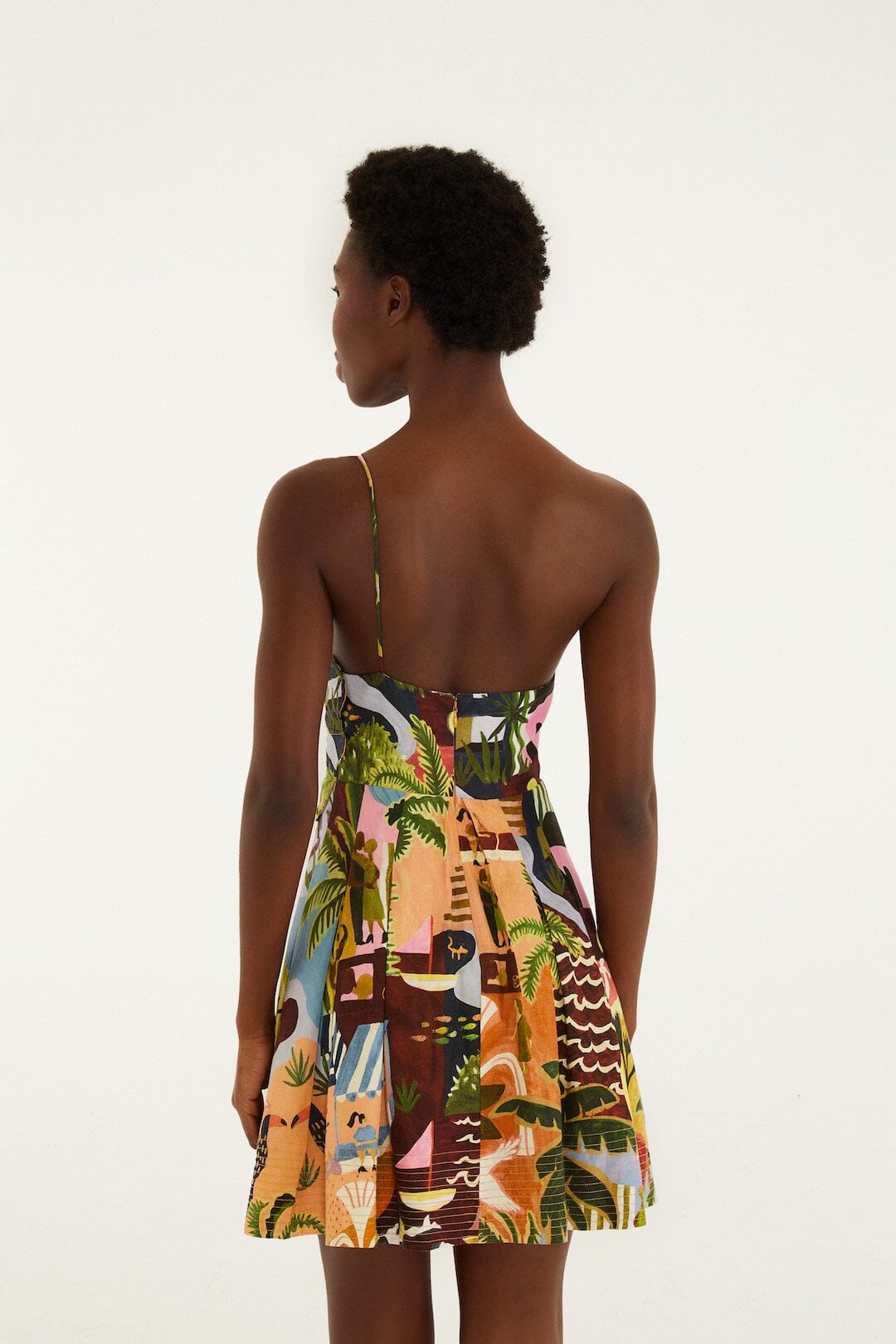 Tropical Painting Multicolour Mini Dress