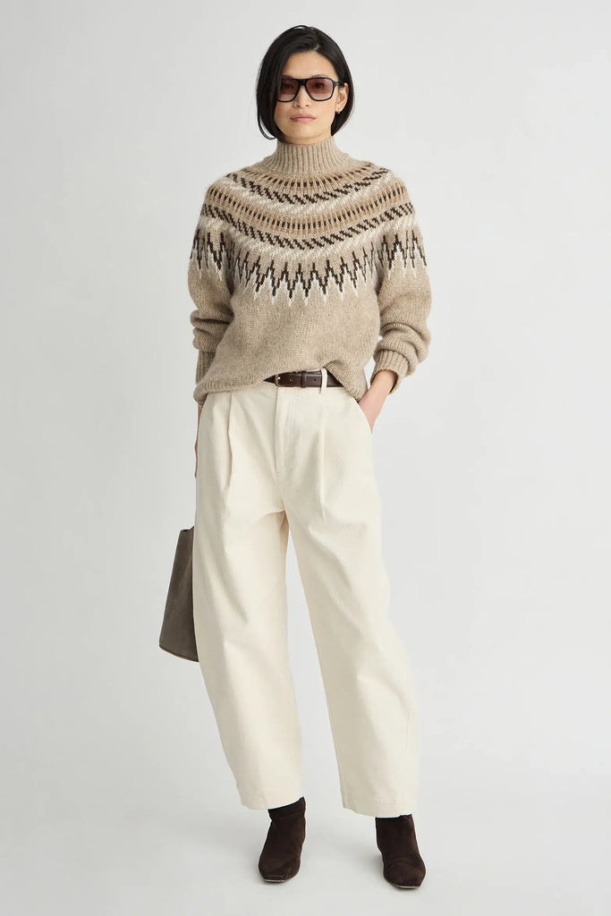 Fair Isle Mock Neck in Oatmeal