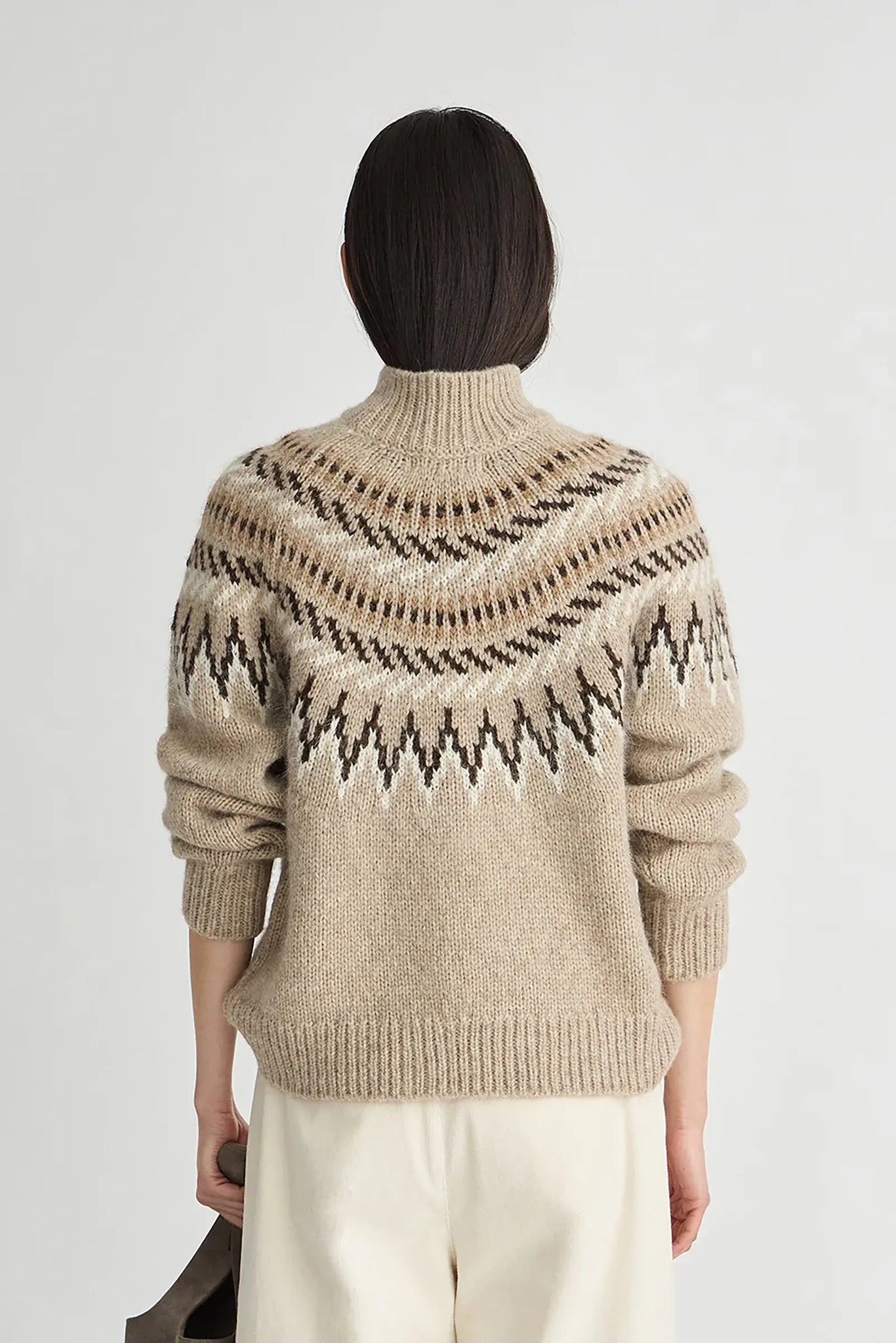 Fair Isle Mock Neck in Oatmeal