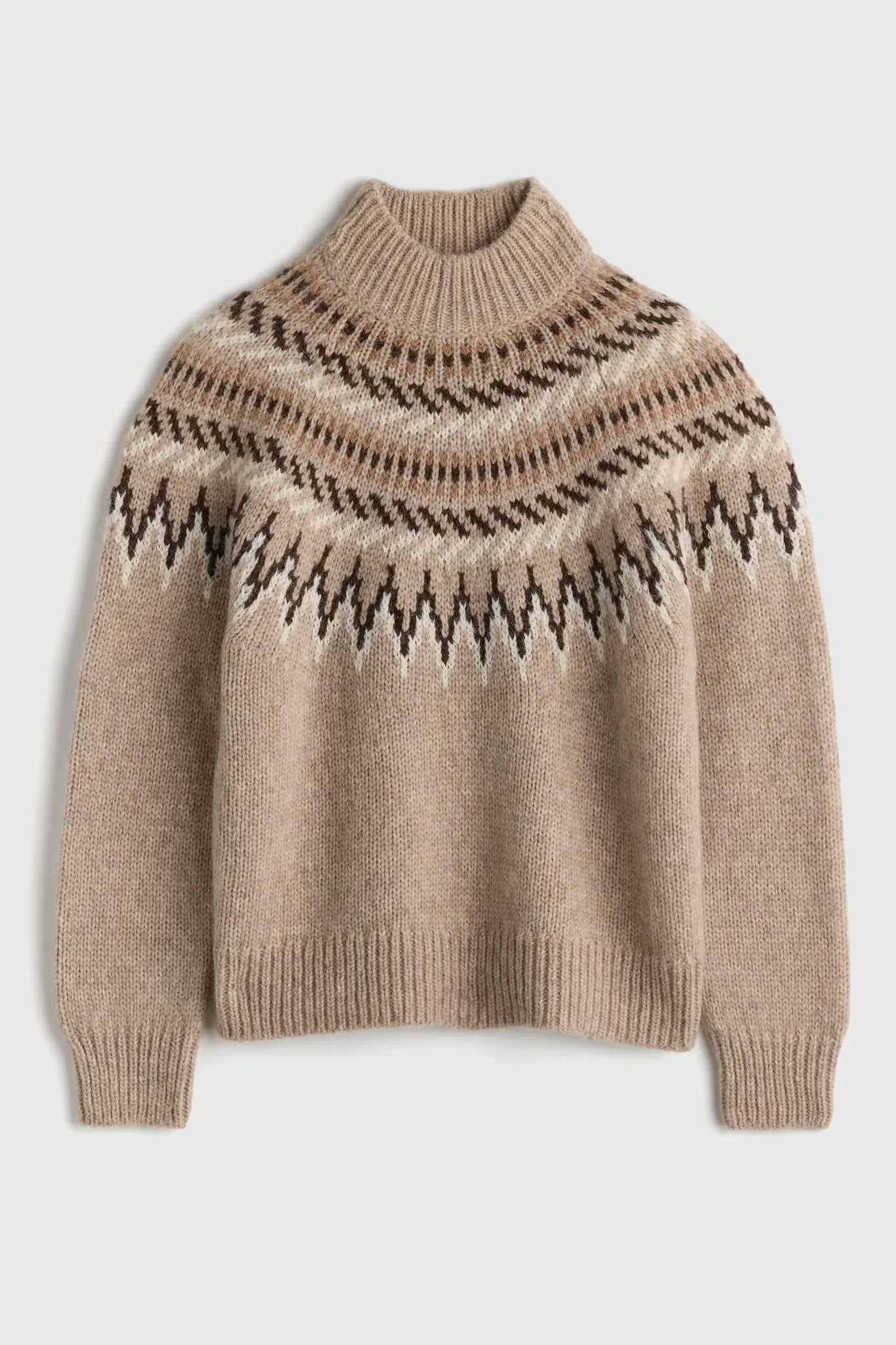 Fair Isle Mock Neck in Oatmeal