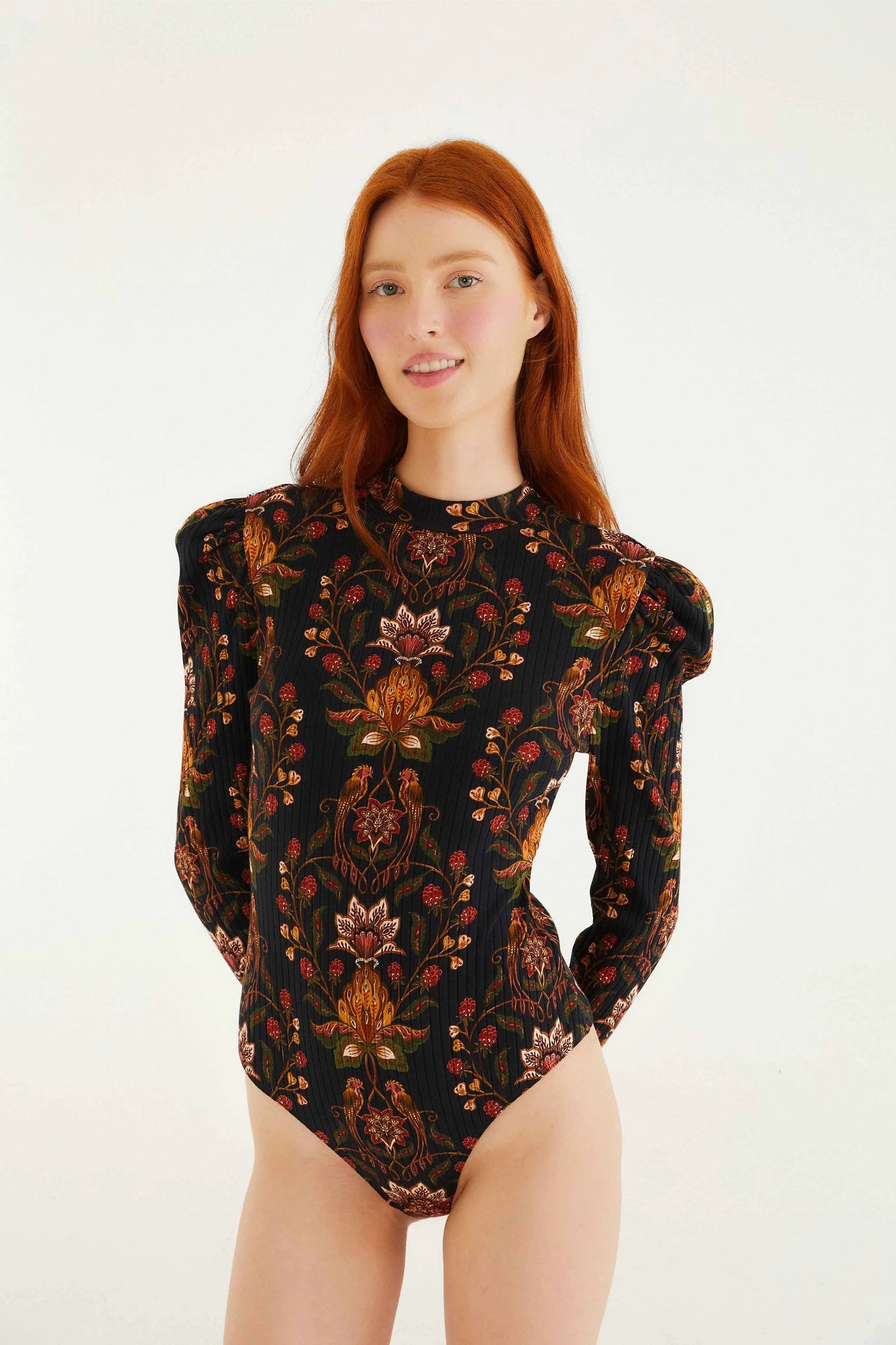 Berry Garden Black Bodysuit