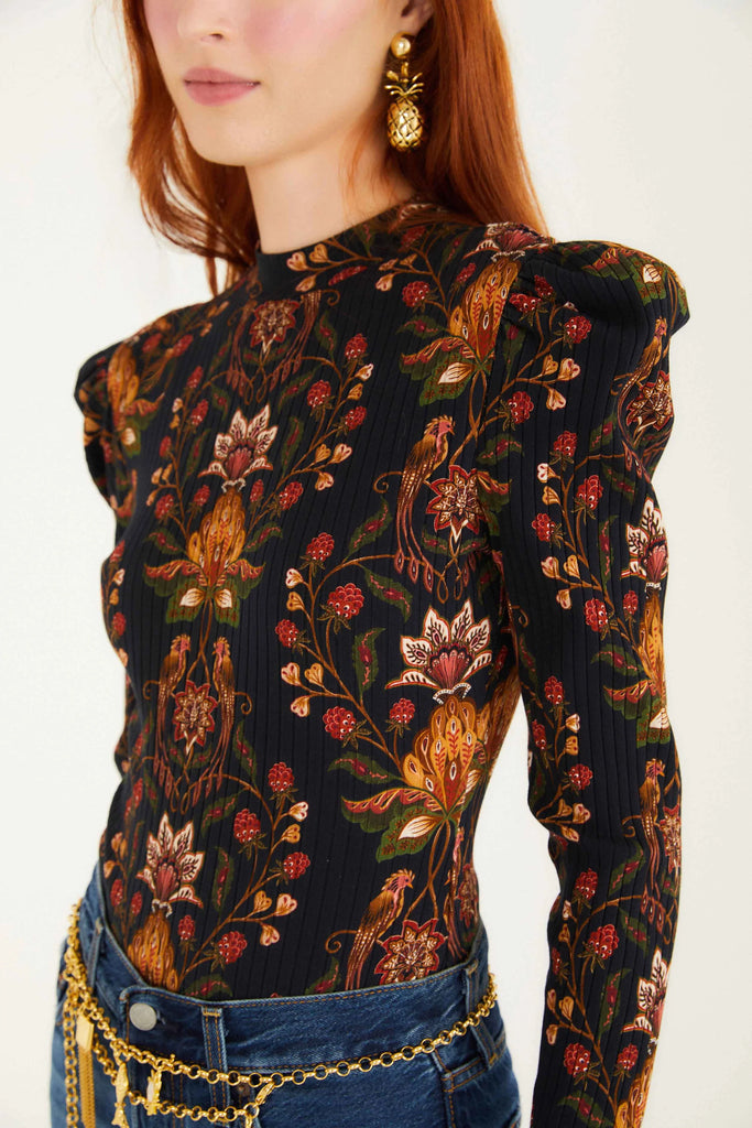 Berry Garden Black Bodysuit