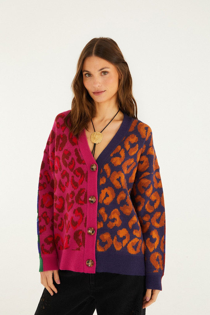 Mixed Ikat Leopard Cardigan