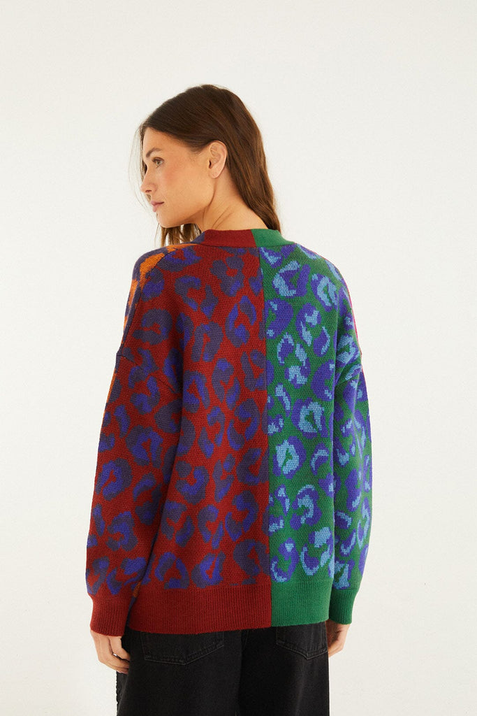 Mixed Ikat Leopard Cardigan