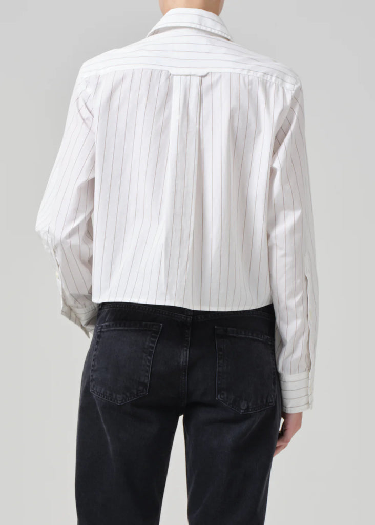 Fino Cropped Shirt in Clove Stripe