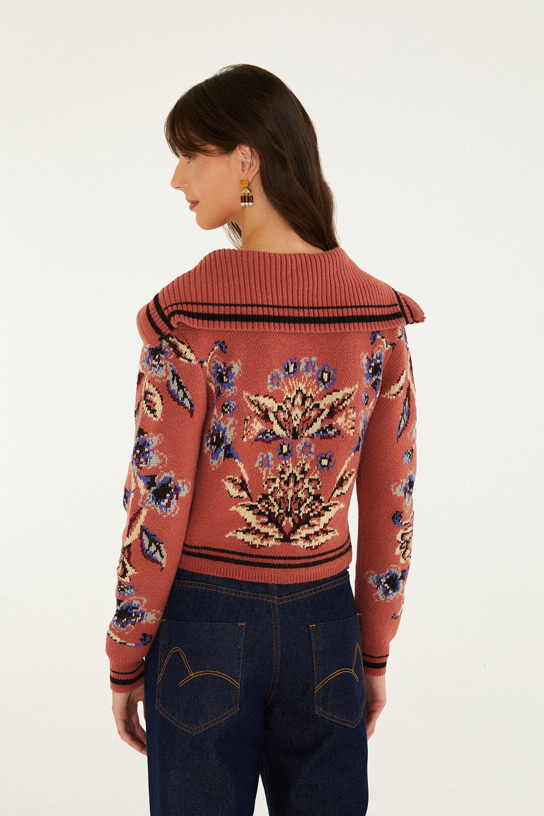 Floral Beauty Tapestry Blush Pink Knit Cardigan