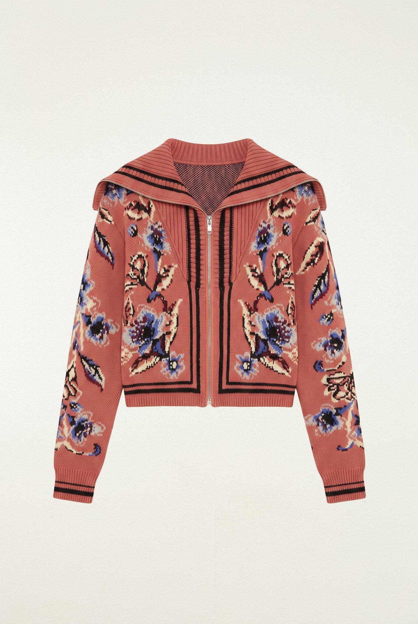 Floral Beauty Tapestry Blush Pink Knit Cardigan