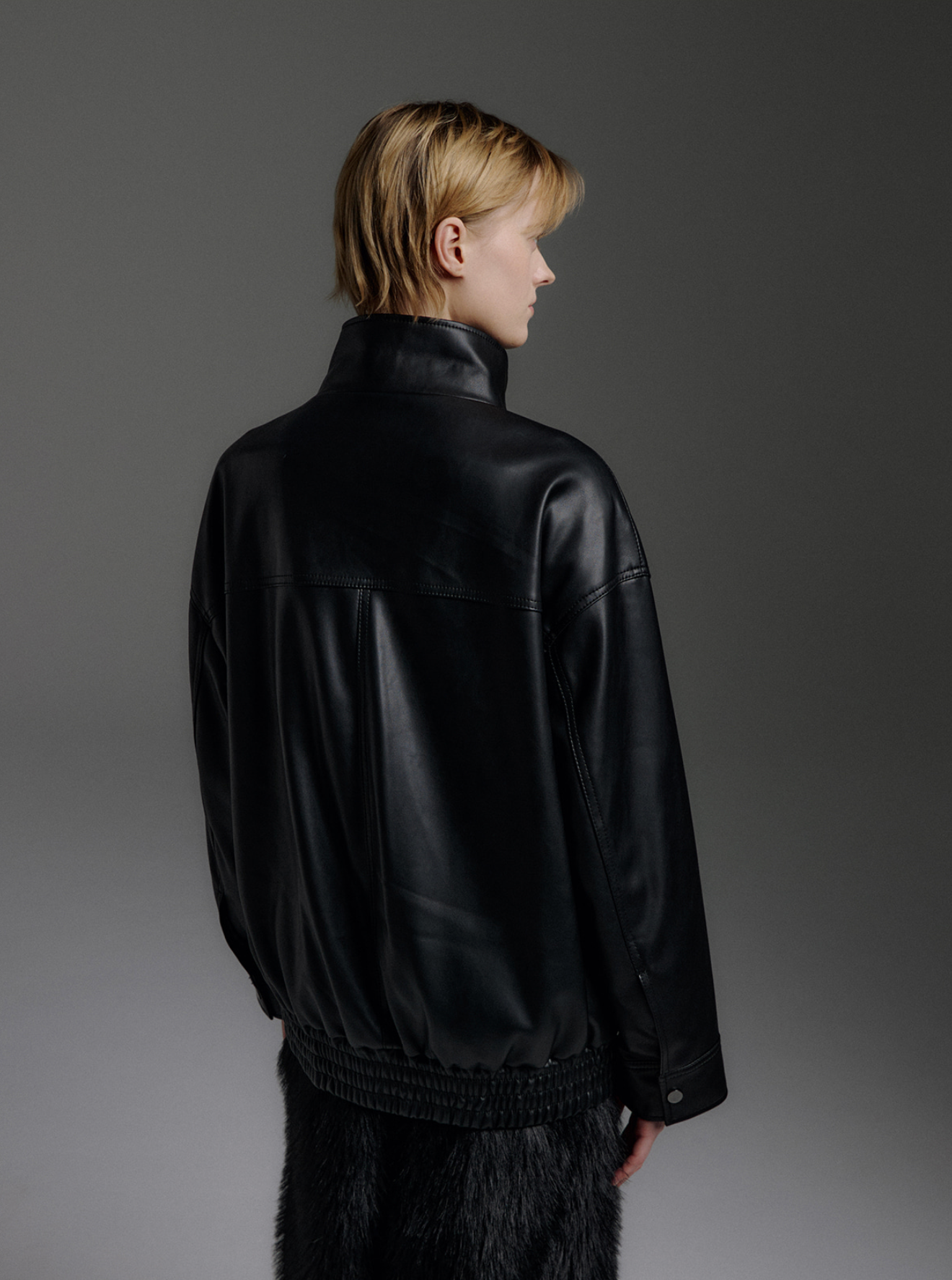 Freddie Soft PU Leather Utility Jumper in Black