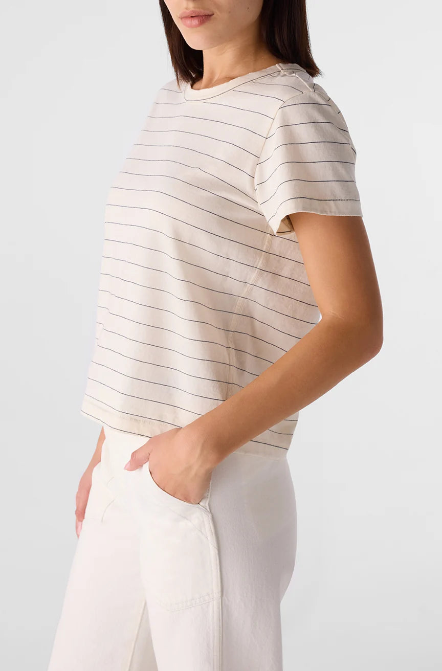 Lovey Tee in Bone/Grey Stripe