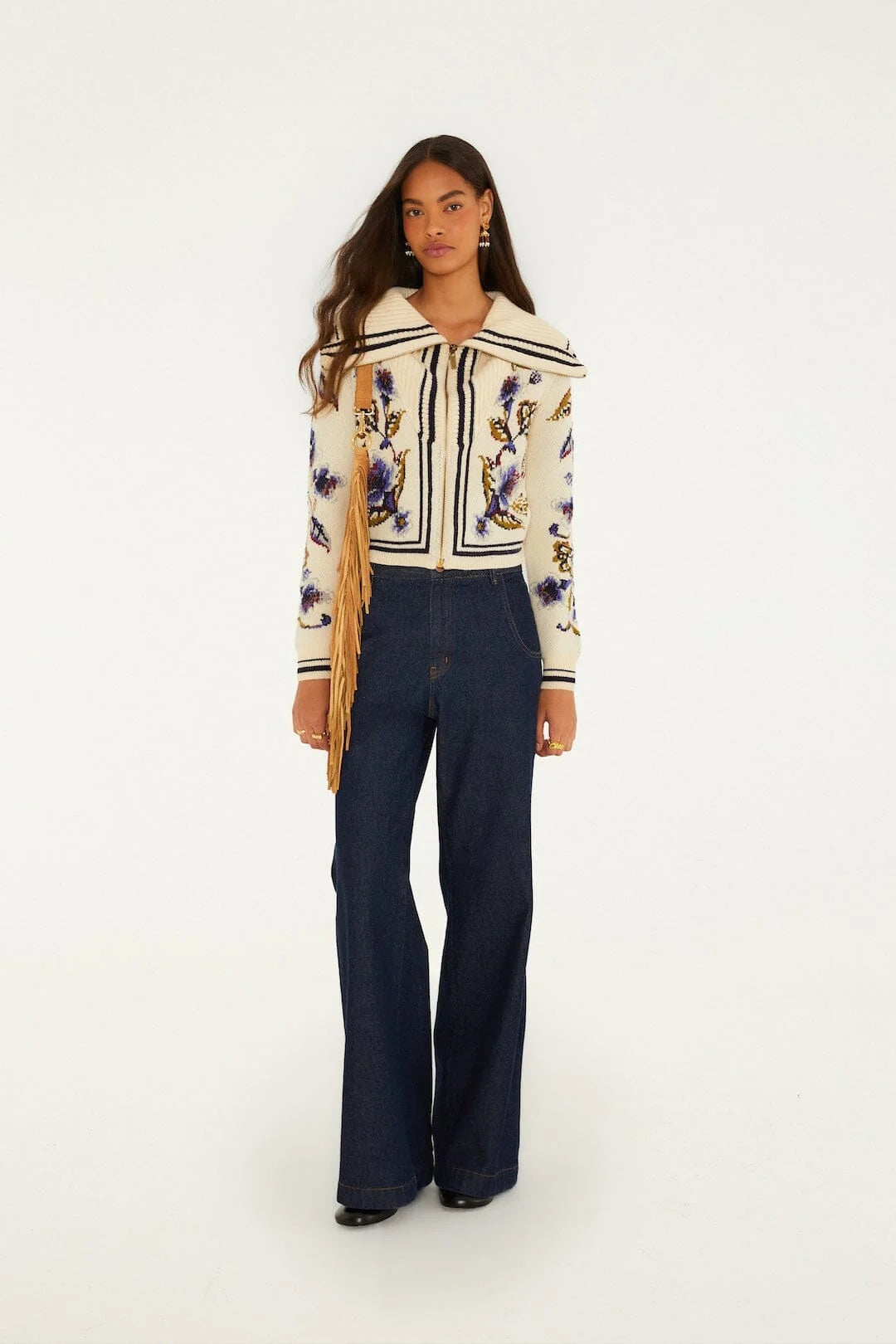 Golden Nature Full Zipper Knit Cardigan