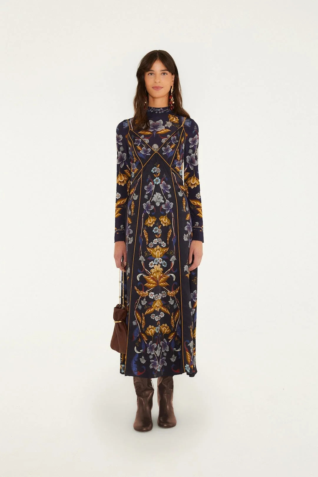 Golden Nature Navy Blue Slip Maxi Dress