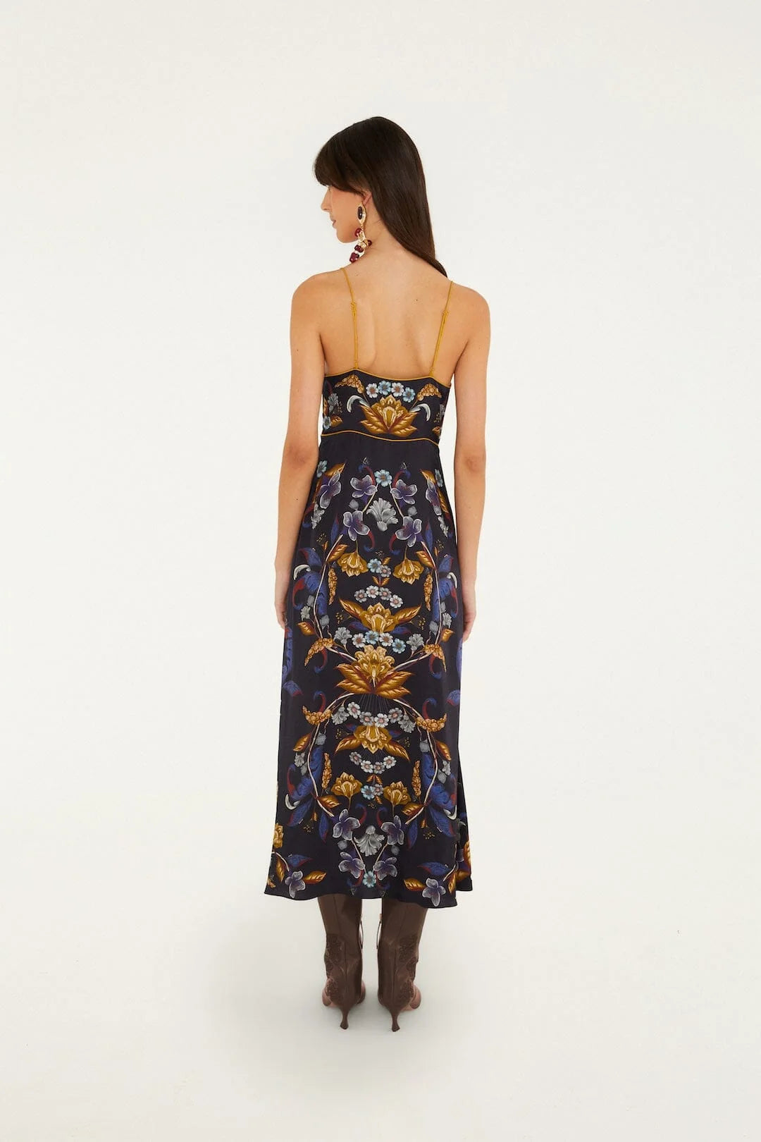 Golden Nature Navy Blue Slip Maxi Dress