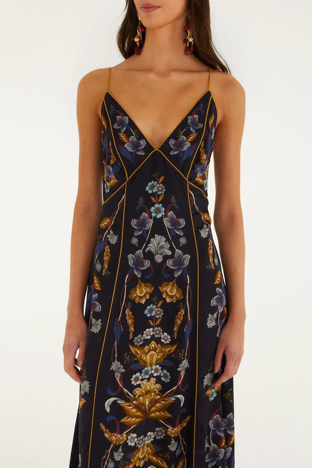 Golden Nature Navy Blue Slip Maxi Dress