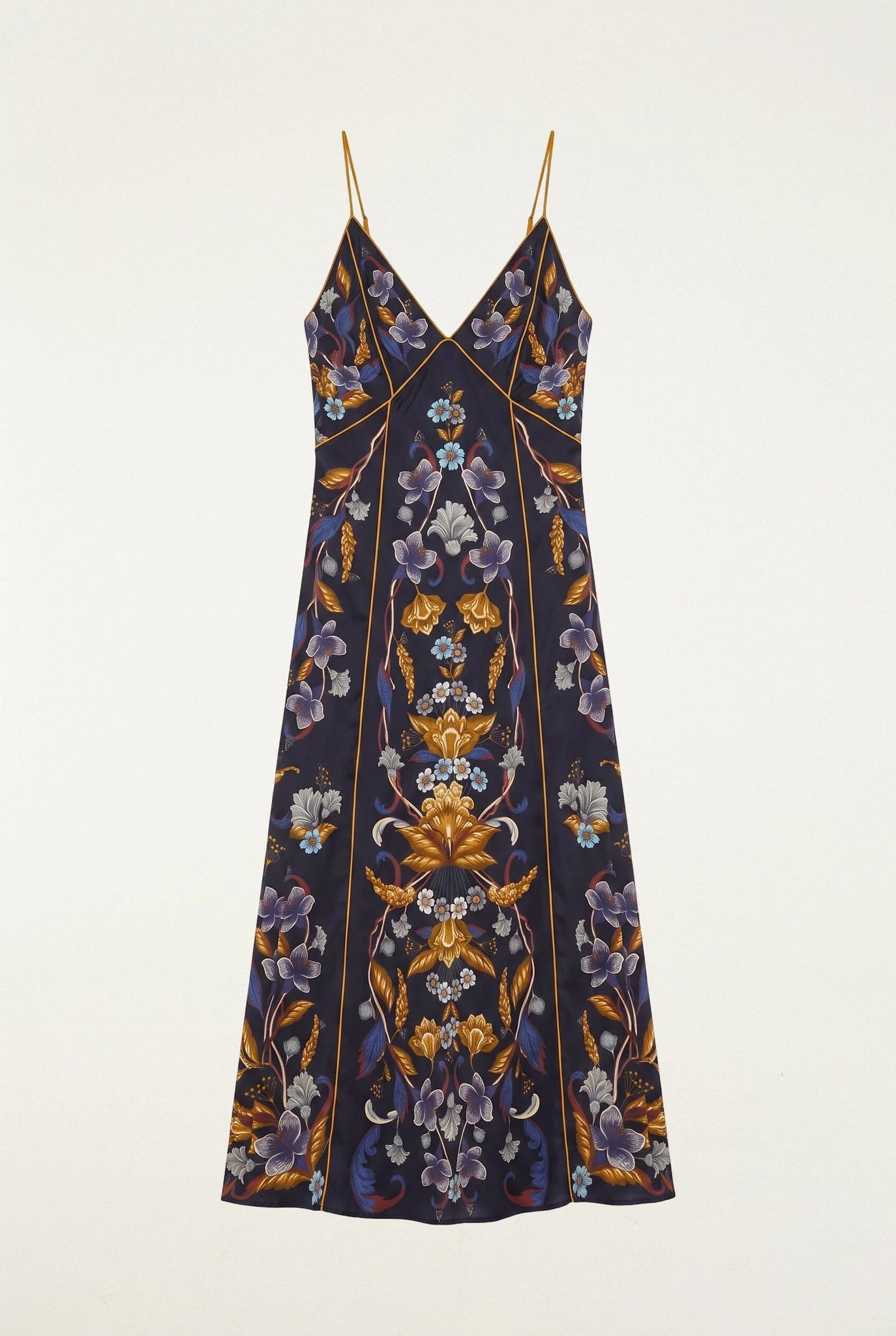 Golden Nature Navy Blue Slip Maxi Dress
