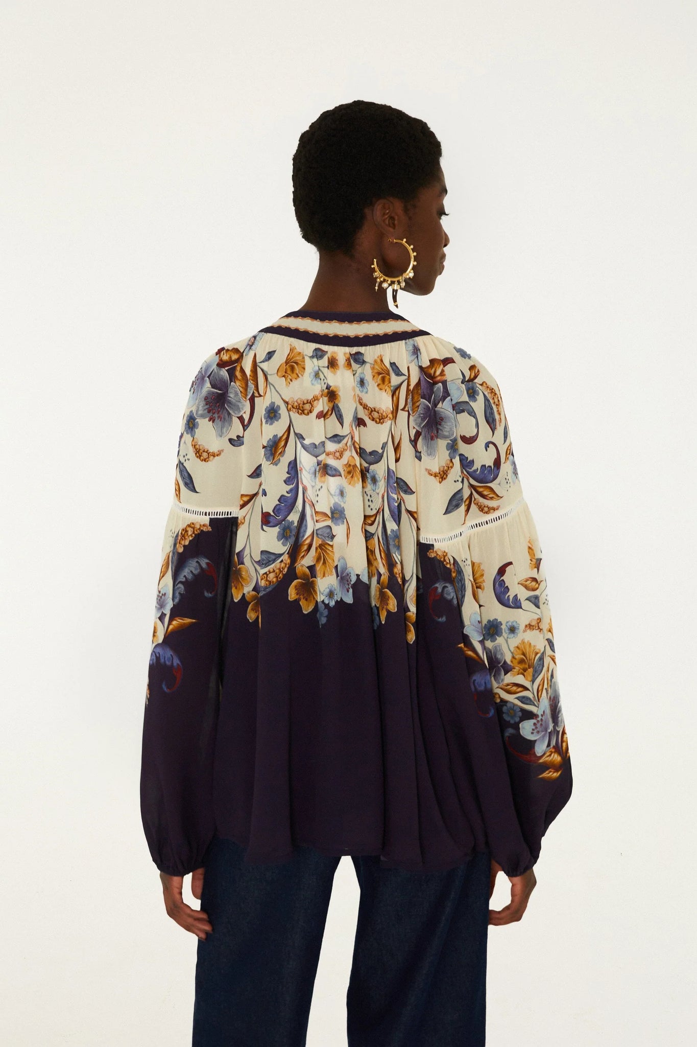 Golden Nature Tied Long Sleeve Blouse