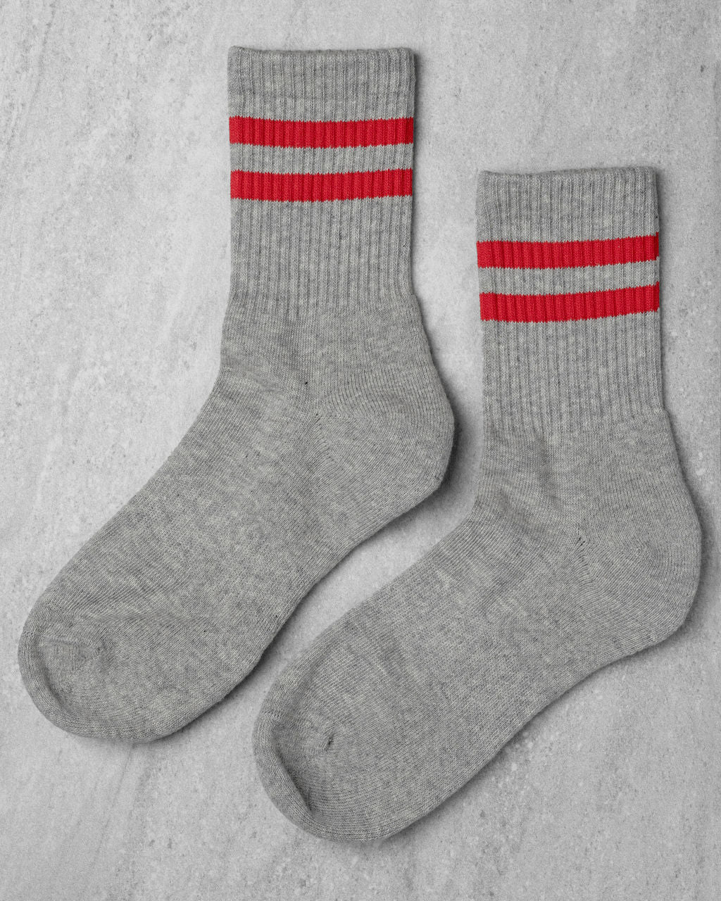 Gym Socks in Grey Red Stripe