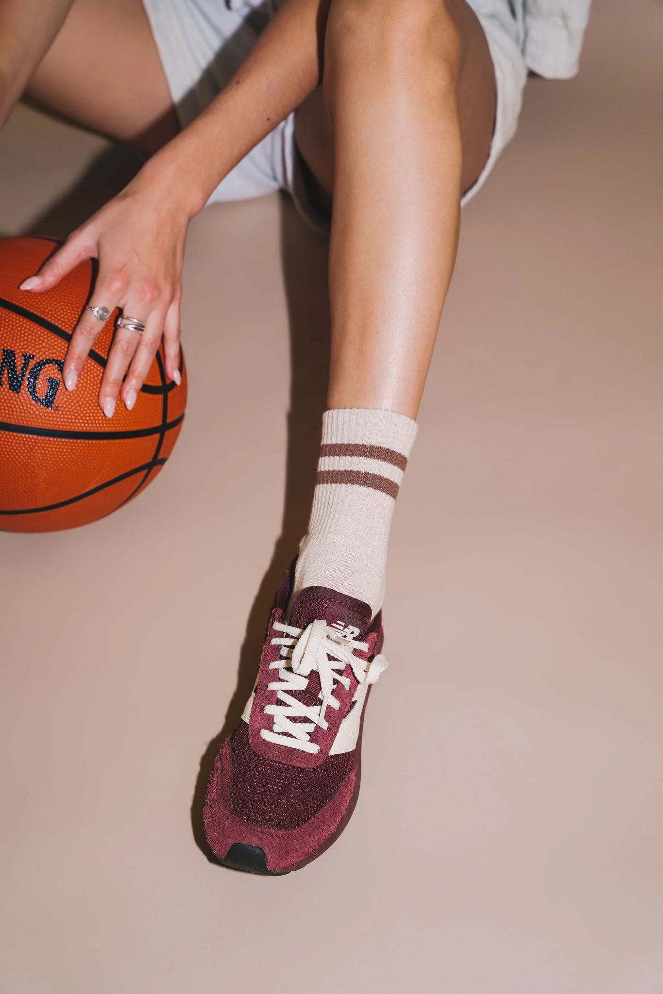 Gym Socks in Oat Cocoa Stripe