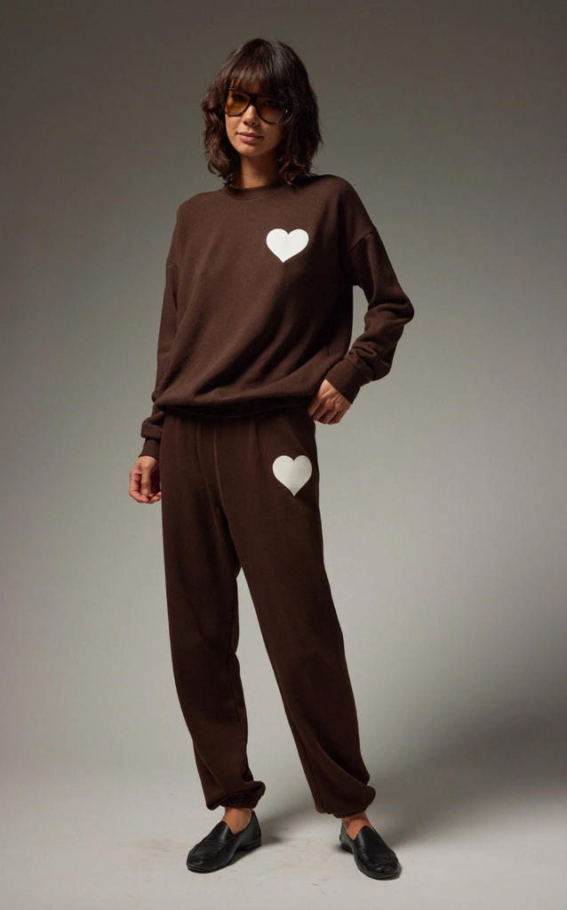 Heart Sweatshirt in Americano/White