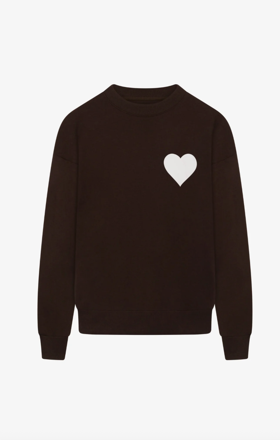 Heart Sweatshirt in Americano/White