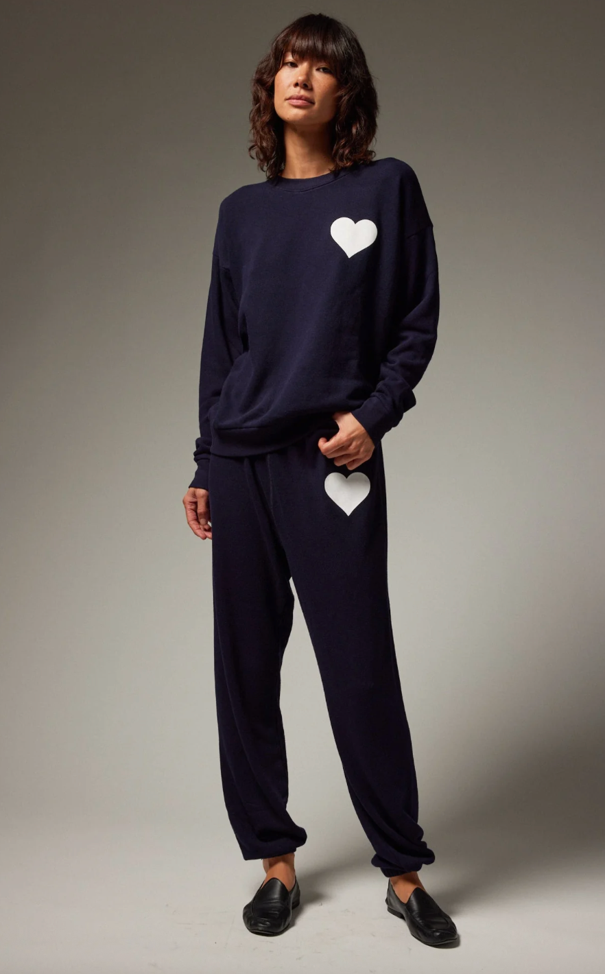 Heart Sweatshirt in Navy/White