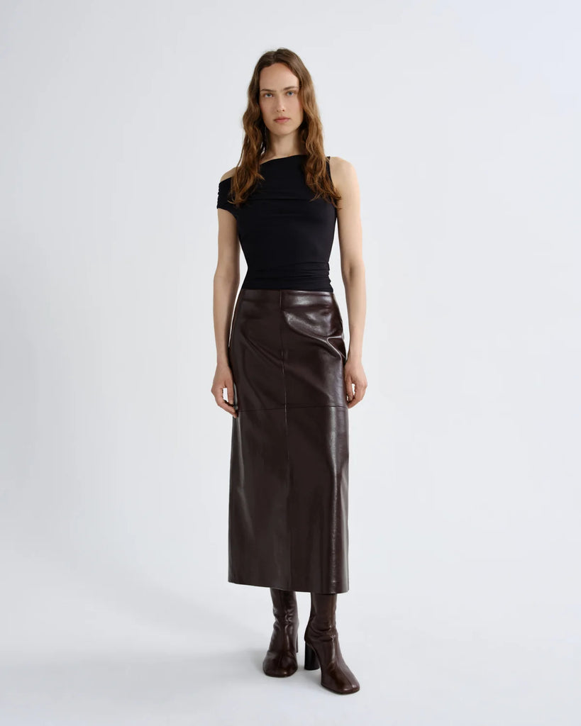 Hikson Skirt Recycled Leather in Madera